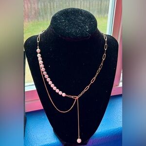 Elegant Pearls and Gold Plated Chain Necklace